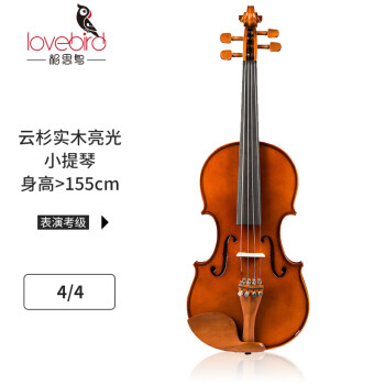 相思鸟实木小提琴亮光4/4表演考级练习自然风干西洋乐器松香随行盒	